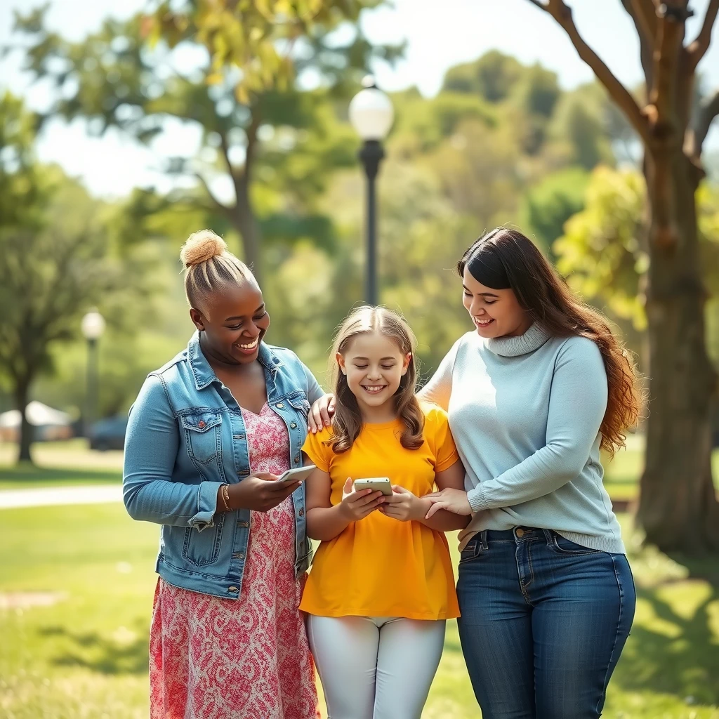 Glückliche Familie genießt Zeit zusammen im Park – lachend und umarmend, ganz ohne Smartphones
