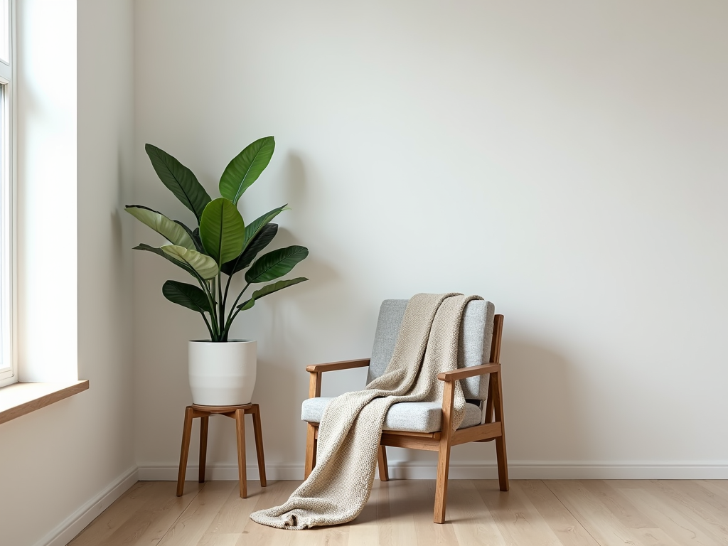 Ein aufgeräumtes Wohnzimmer mit minimalistischem Stil