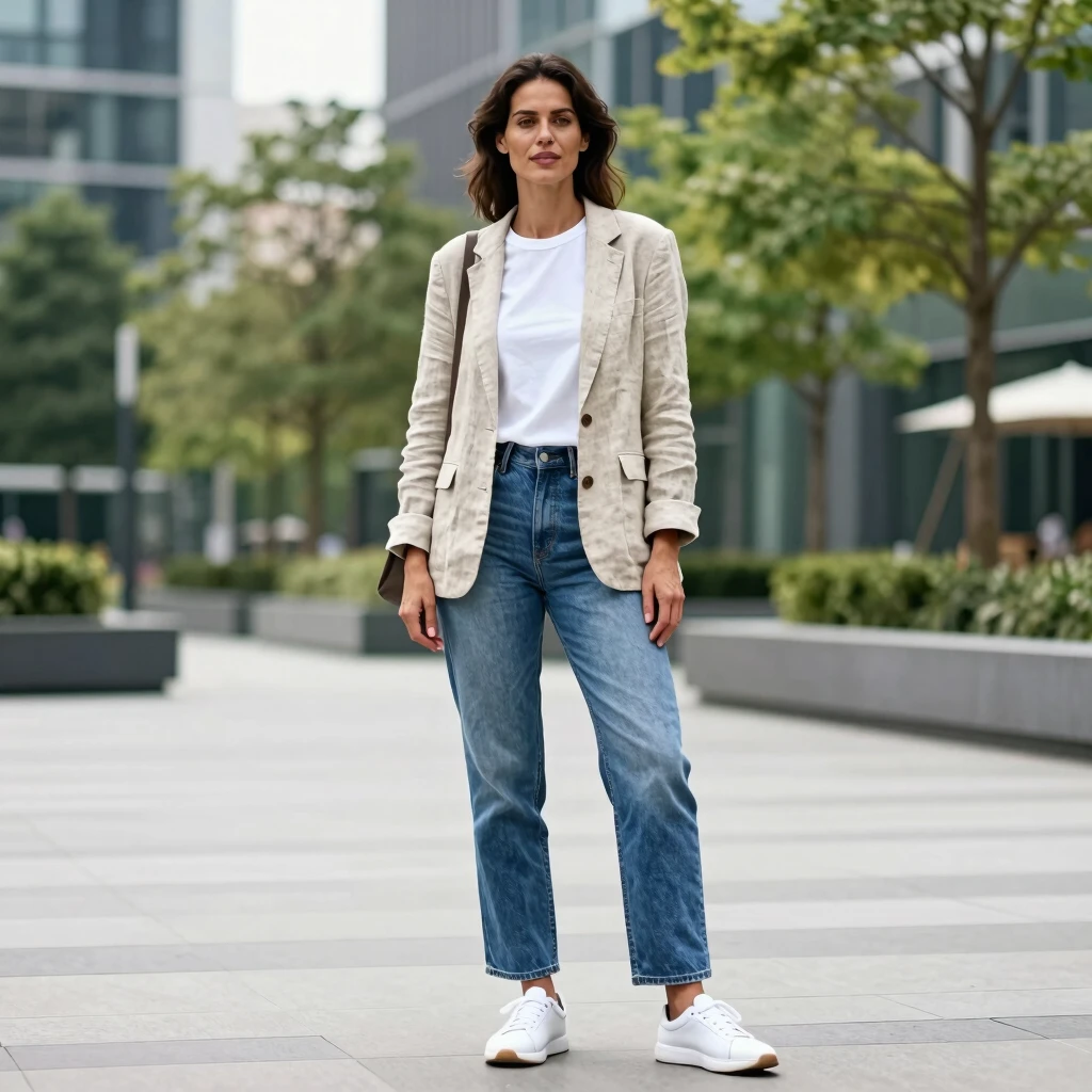 Frau in vielseitiger minimalistischer Kleidung im Alltag