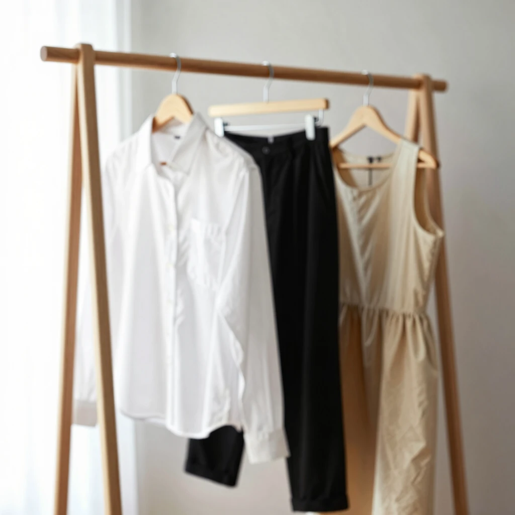 Minimalistischer Kleiderschrank mit Armedangels-Stücken aus Bio-Materialien