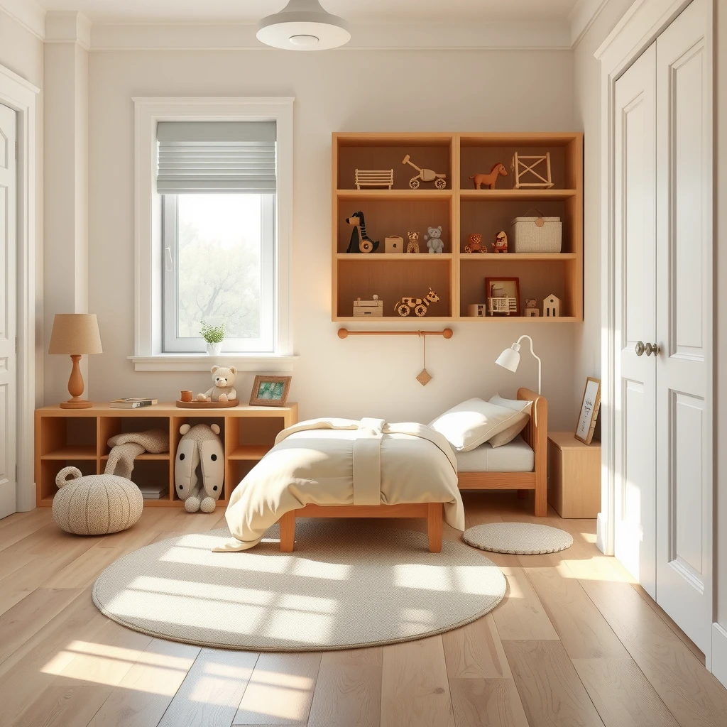 Ordentliches Kinderzimmer im minimalistischen Stil