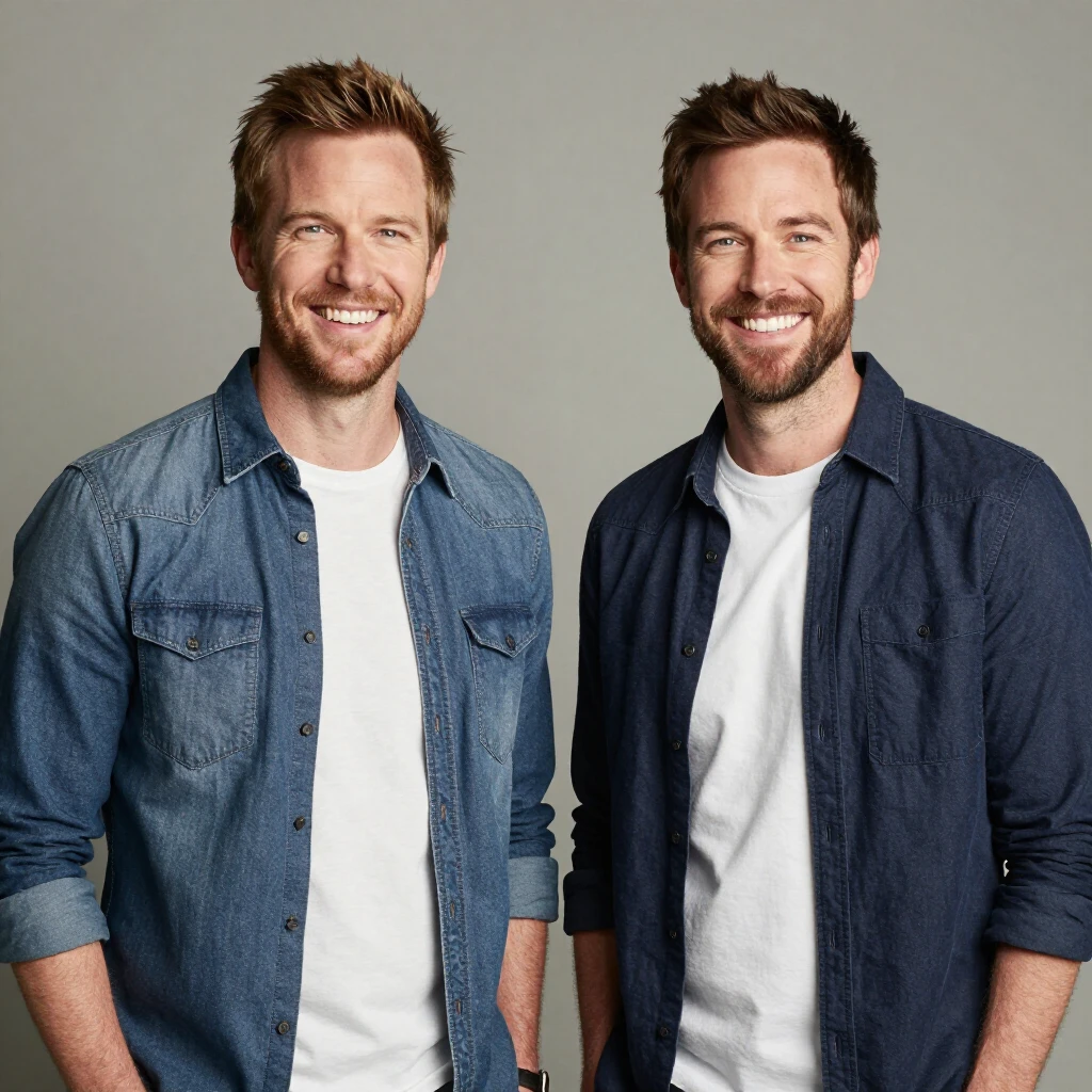 Joshua Fields Millburn und Ryan Nicodemus, die Autoren von The Minimalists, lächeln freundlich in die Kamera