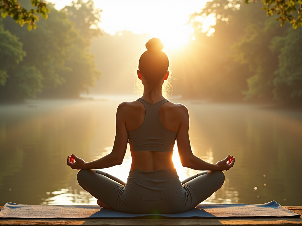Eine Person praktiziert Yoga in einer ruhigen Umgebung.