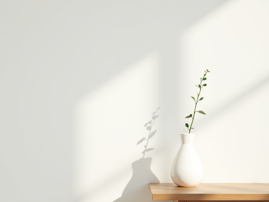 Beispiele für minimalistische Dekoration: eine Vase mit einer einzelnen Blume.