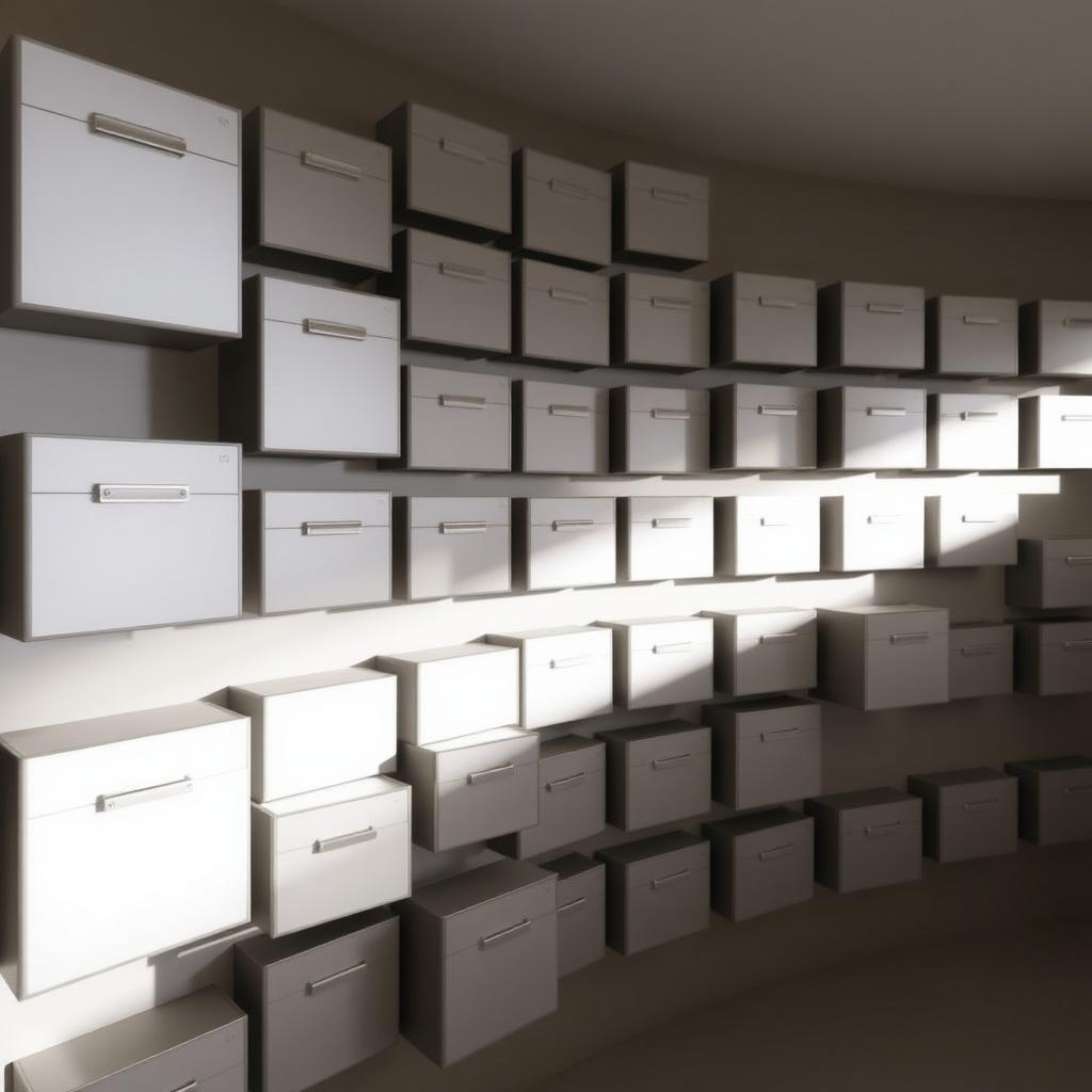 Ein minimalistisches Kunstwerk von Donald Judd, das Metallboxen in einer Reihe zeigt