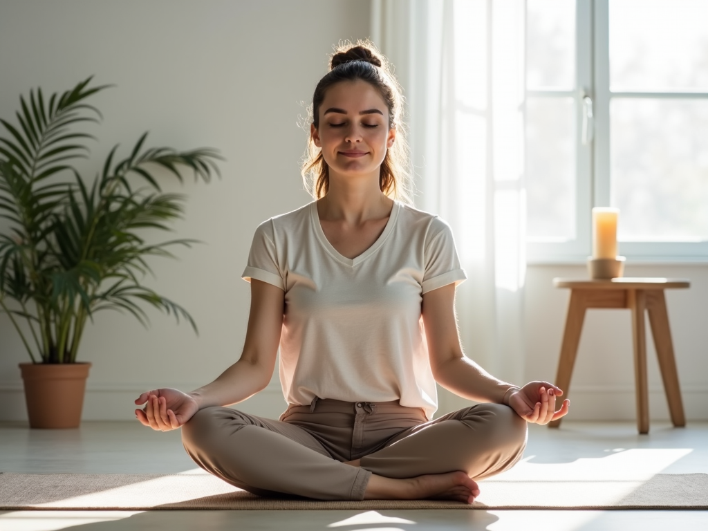 Meditation in einer minimalistischen Umgebung fördert mentale Klarheit.