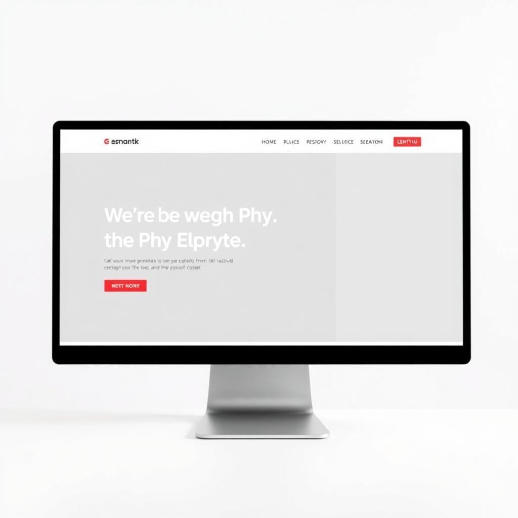 Minimalistisches Website-Design auf einem Desktop-Monitor mit klarer Typografie und viel Weißraum.