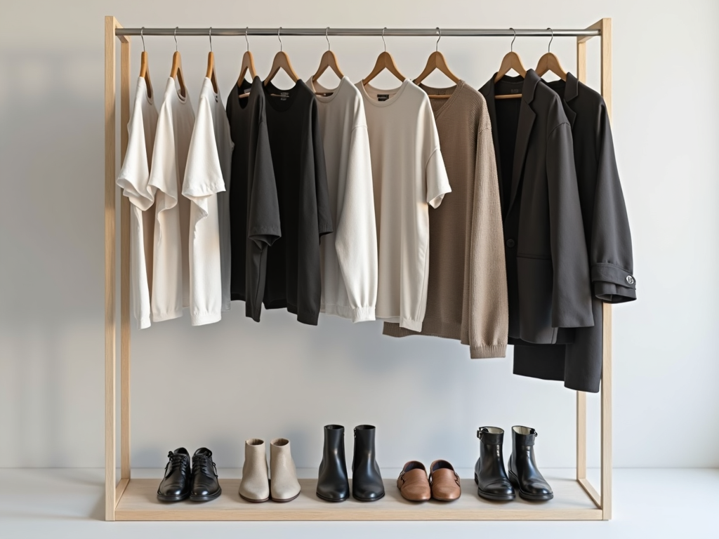 Minimalistischer Kleiderschrank mit Essentials