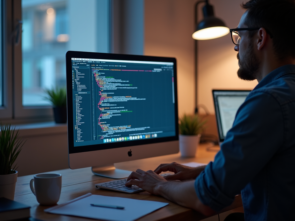 Fokussierter Arbeiter am Schreibtisch