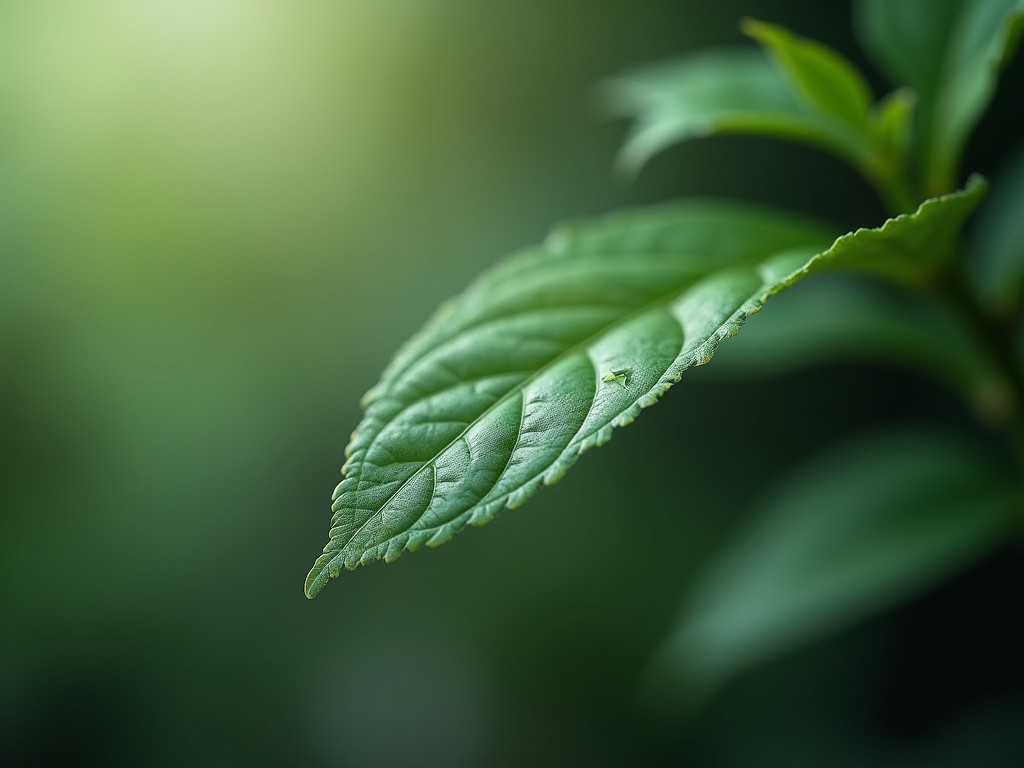 Close-up shot of a camera capturing a minimalist scene of a single leaf.