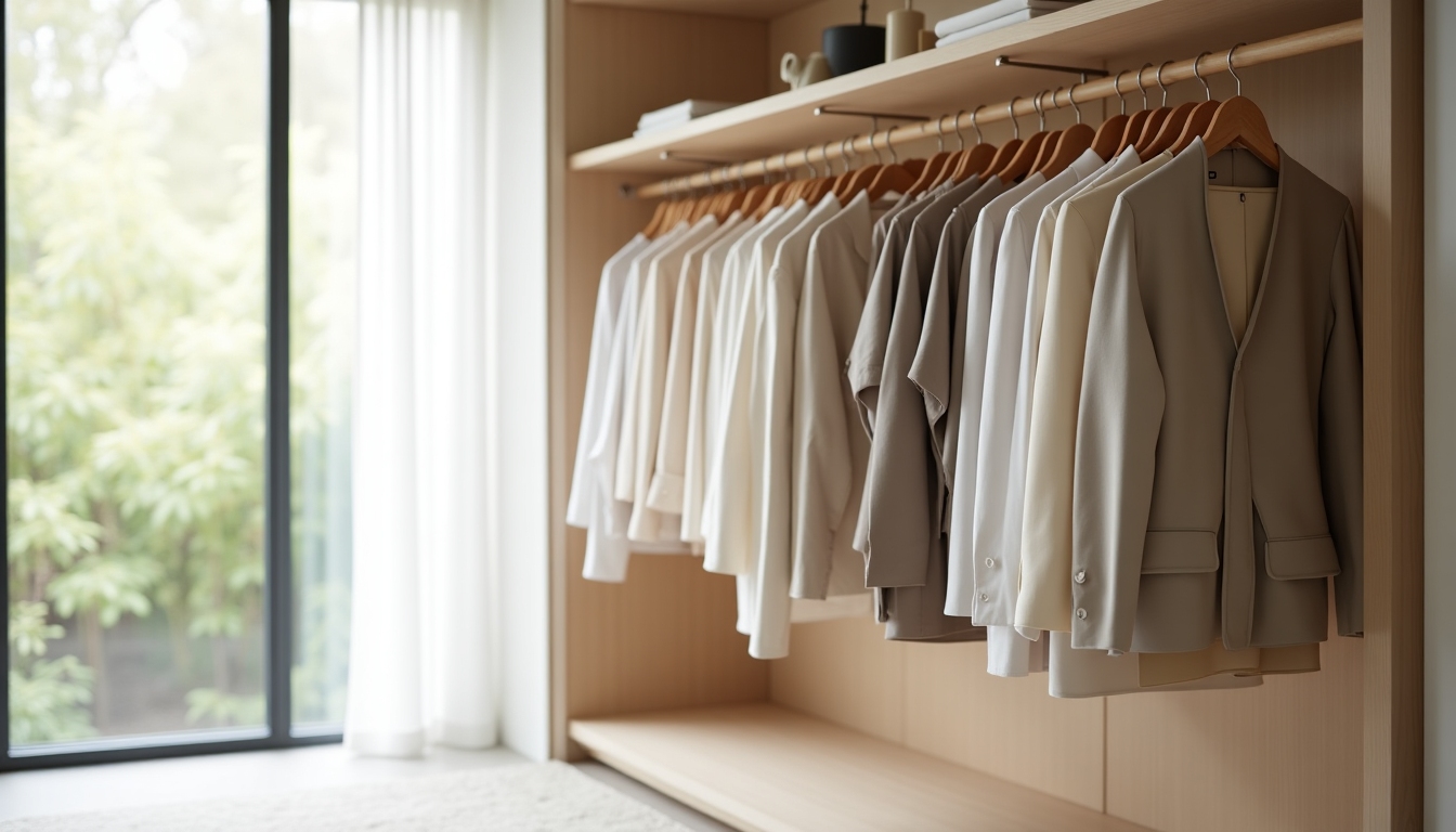Minimalistischer Kleiderschrank mit hochwertiger, zeitloser Kleidung