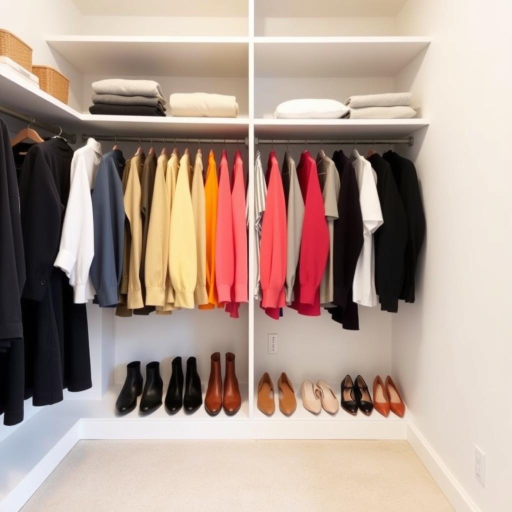 Ein ordentlicher Kleiderschrank nach dem Aufräumen