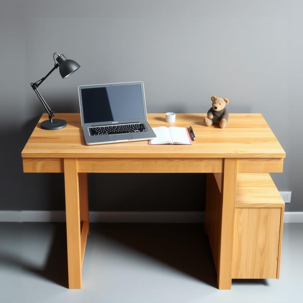 Minimalistischer Schreibtisch mit Laptop und Tastatur.