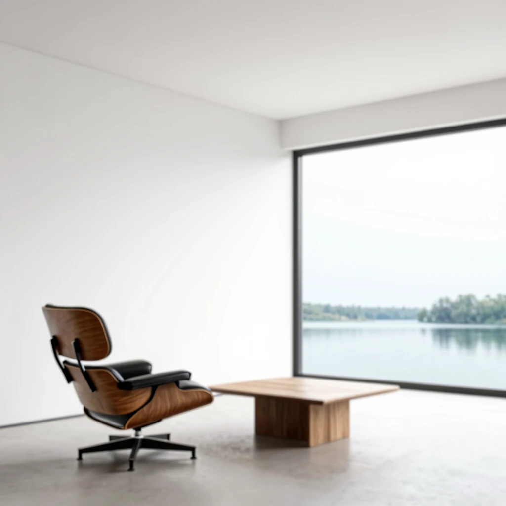 Minimalistisches Wohnzimmer mit natürlichem Licht und einfachem Mobiliar