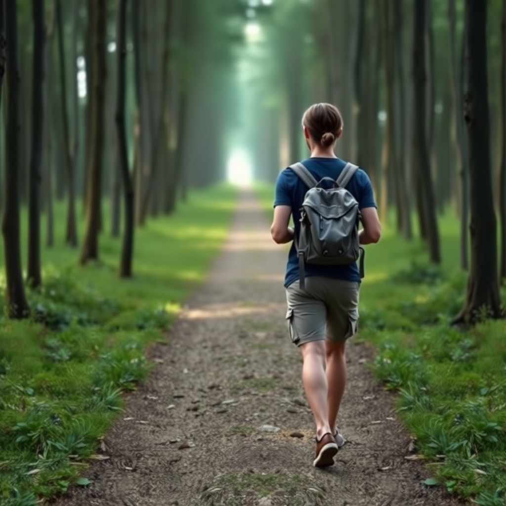 Eine Person wandert minimalistisch in der Natur