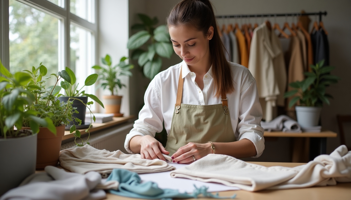 Werkstatt einer nachhaltigen Modemarke mit umweltfreundlichen Materialien