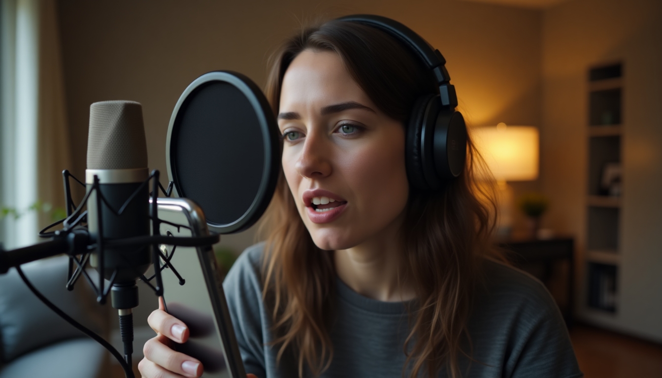 Podcaster nimmt Episode mit Smartphone auf