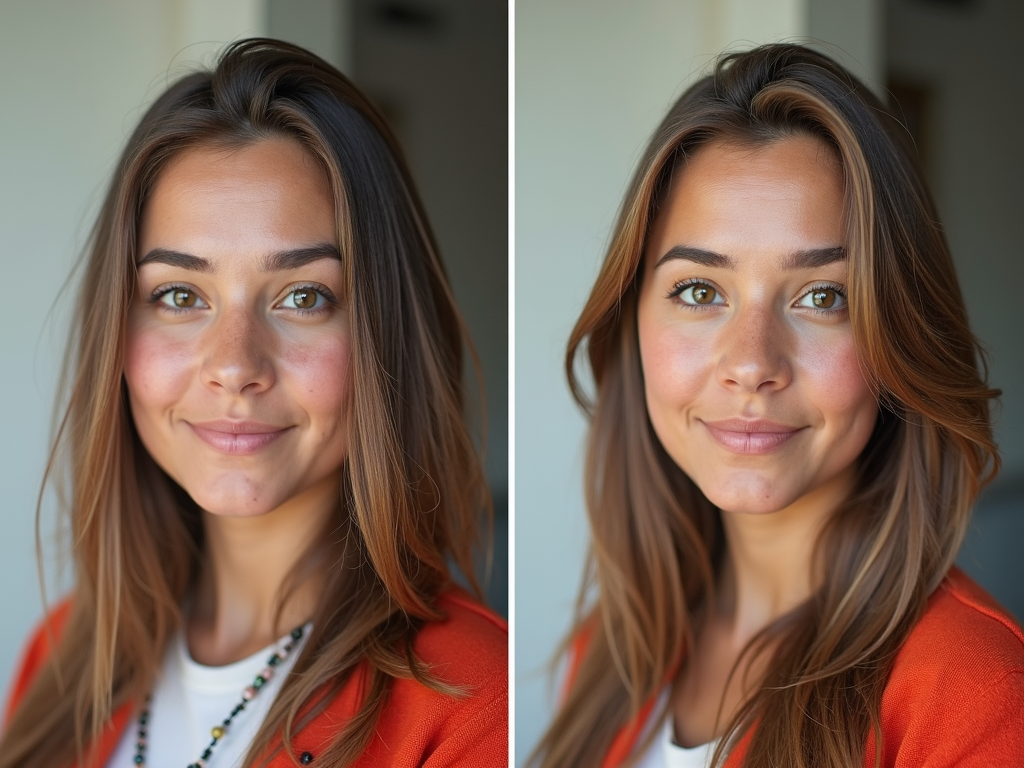 Vorher-Nachher-Vergleich eines durch KI verbesserten Fotos.