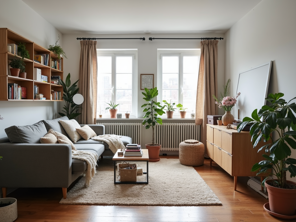 Ein unaufgeräumtes Zimmer wird in einen minimalistischen Raum verwandelt.