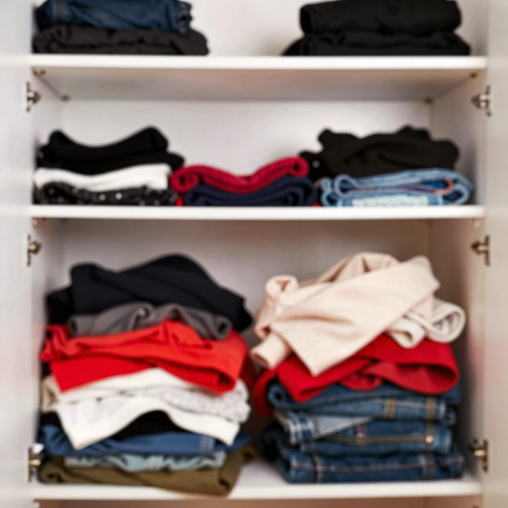 Eine Person räumt ihren Kleiderschrank aus und sortiert Kleidung – ein praktischer Schritt zum Minimalismus