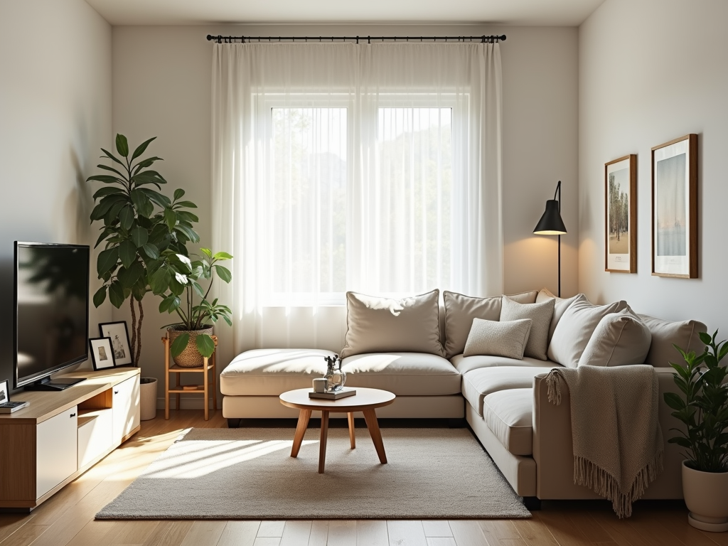 Minimalistisches Wohnzimmer mit natürlichem Licht