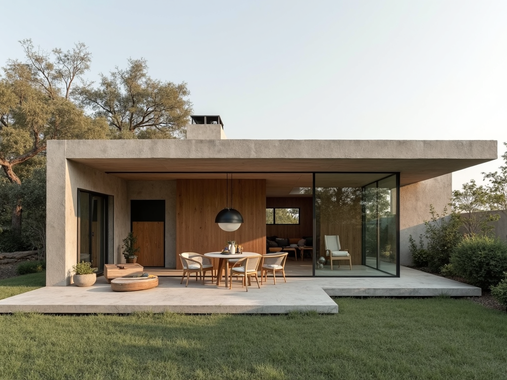 Ein minimalistisches Zuhause mit umweltfreundlichen Materialien und Design.