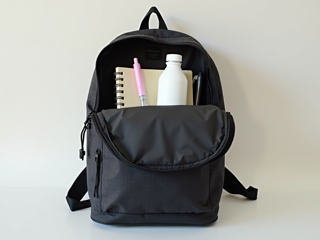 Kleiner Rucksack mit nur den notwendigsten Gegenständen.