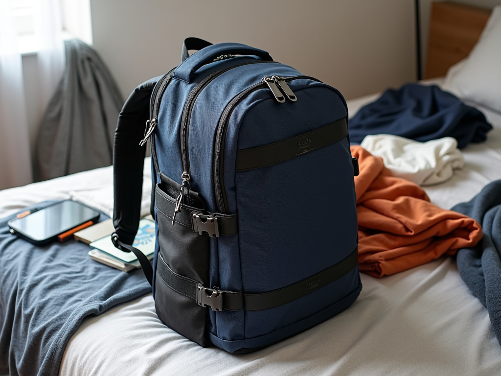 Minimalistischer gepackter Rucksack