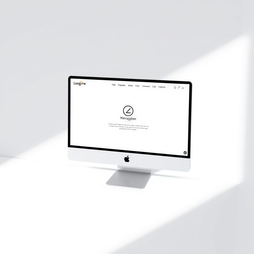 Minimalistisches Webdesign auf einem Bildschirm mit klarer Struktur