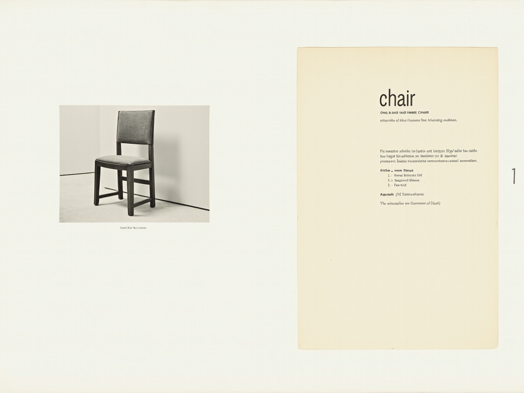 Joseph Kosuths 'One and Three Chairs' (1965), ein Werk über Objekt und Bedeutung.