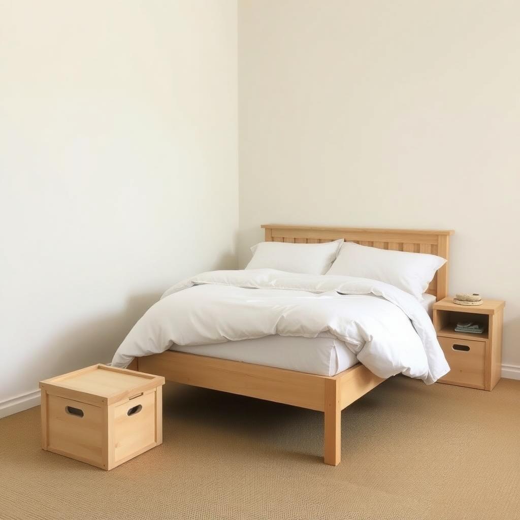 Minimalistisches Schlafzimmer mit MUJI-Möbeln
