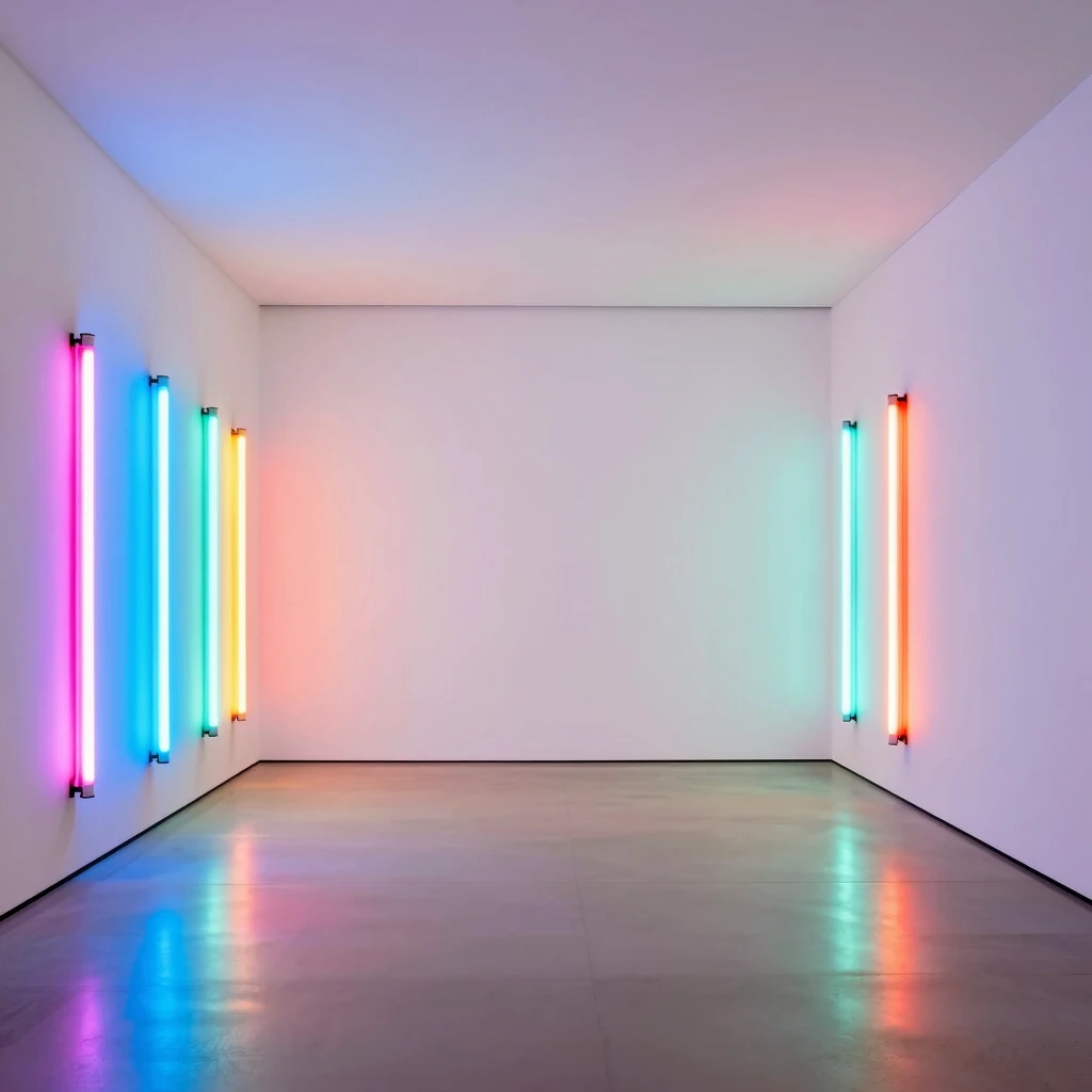 Dan Flavins fluoreszierende Lichtinstallation in einem Museum