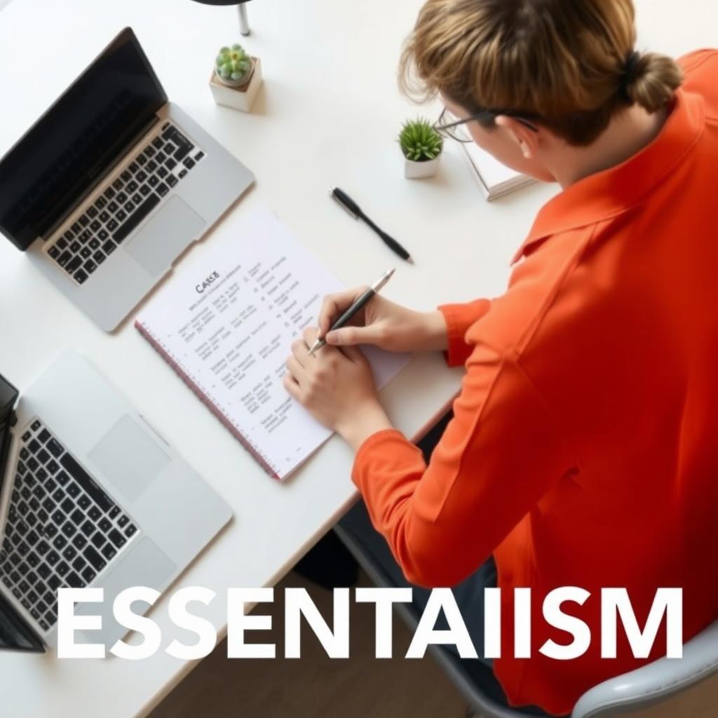 Eine Person, die eine To-do-Liste priorisiert in einem ordentlichen Arbeitsbereich
