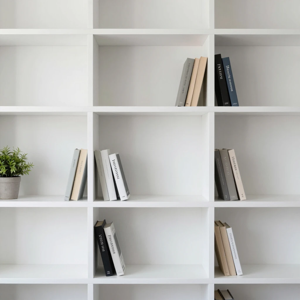Minimalismus Bücherregal mit wenigen ausgewählten Büchern