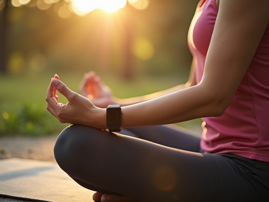Person macht Yoga mit Smartwatch
