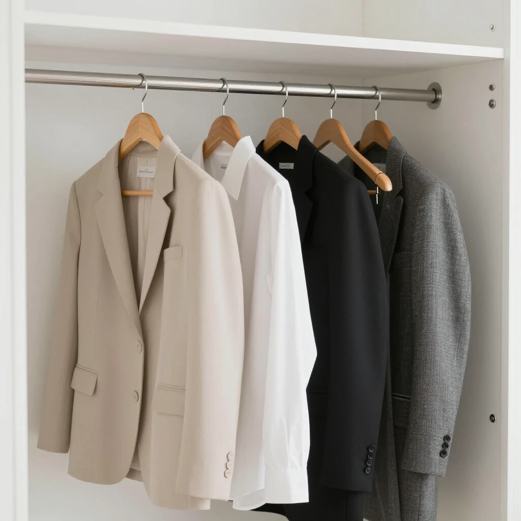 Minimalistischer Kleiderschrank mit wenigen, hochwertigen Kleidungsstücken in neutralen Farben – Capsule Wardrobe