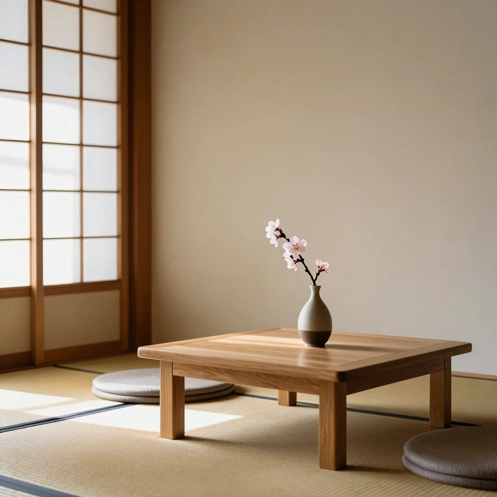 Minimalistisches Wohnzimmer im japanischen Stil