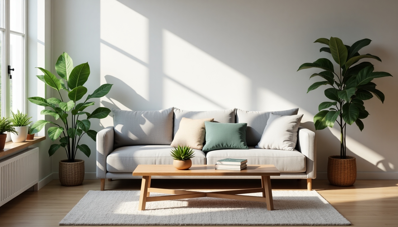 Ein minimalistisches Wohnzimmer mit nachhaltigen Möbeln
