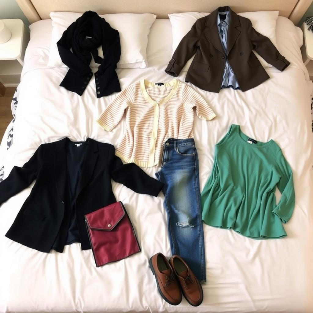 Verschiedene Outfits aus Kapselgarderobe.