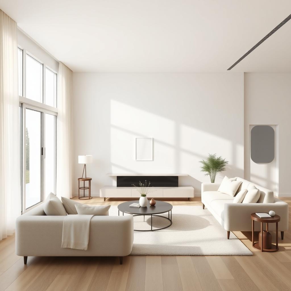 A minimalist living room with a focus on simplicity and functionality.