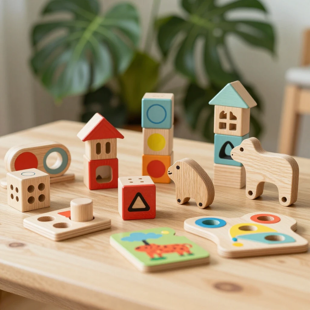 Auswahl an nachhaltigem Holzspielzeug für Kinder