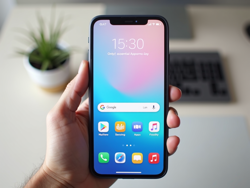 Smartphone mit minimalistischem Startbildschirm