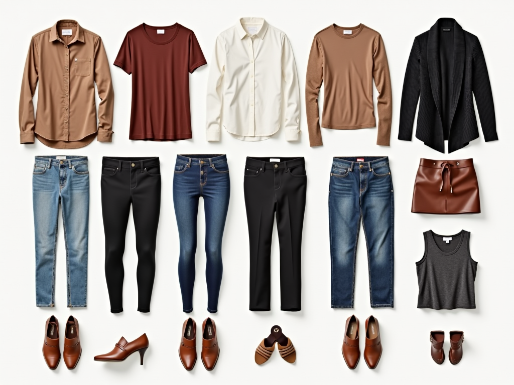 Capsule Wardrobe mit etwa 30 vielseitigen Kleidungsstücken.