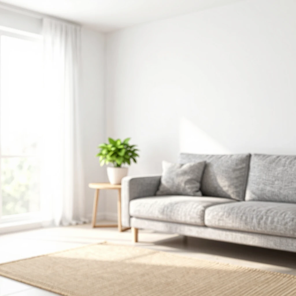 Ruhiges minimalistisches Wohnzimmer nach erfolgreichem Entrümpeln