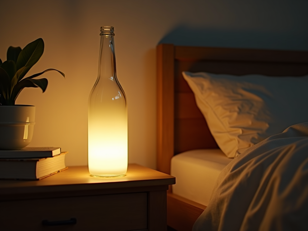 Eine DIY-LED-Lampe aus einer Glasflasche – energiesparend und gemütlich.