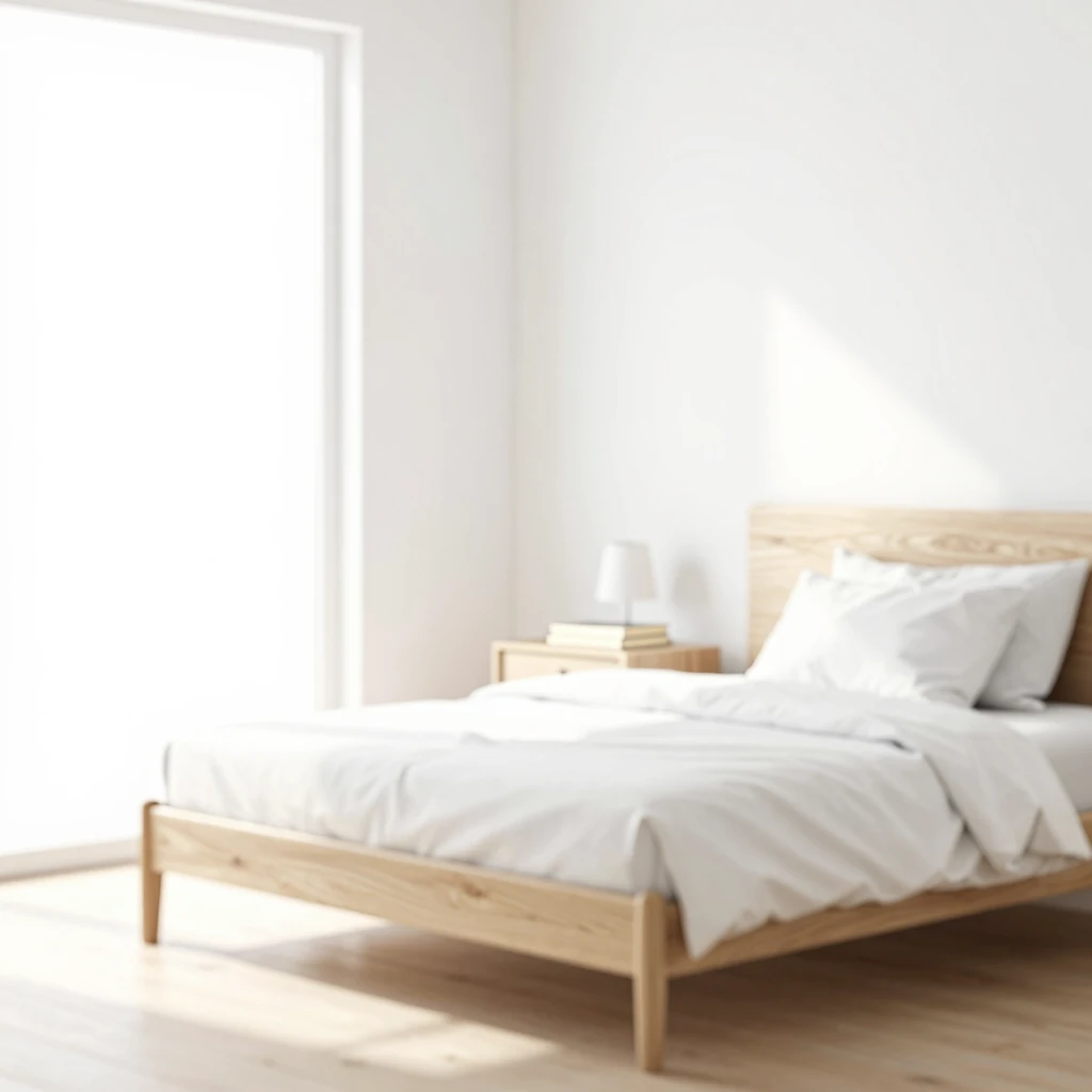 Minimalistisches Schlafzimmer mit natürlichem Licht und einfacher Einrichtung
