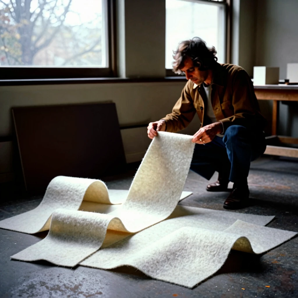 Künstler bei der Arbeit: Anti-Form mit Filzstreifen im Post-Minimalismus