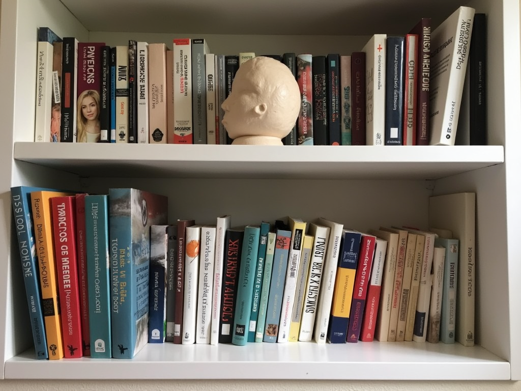 Ein persönliches Bücherregal nach dem Entrümpeln mit wenigen Lieblingsbüchern.