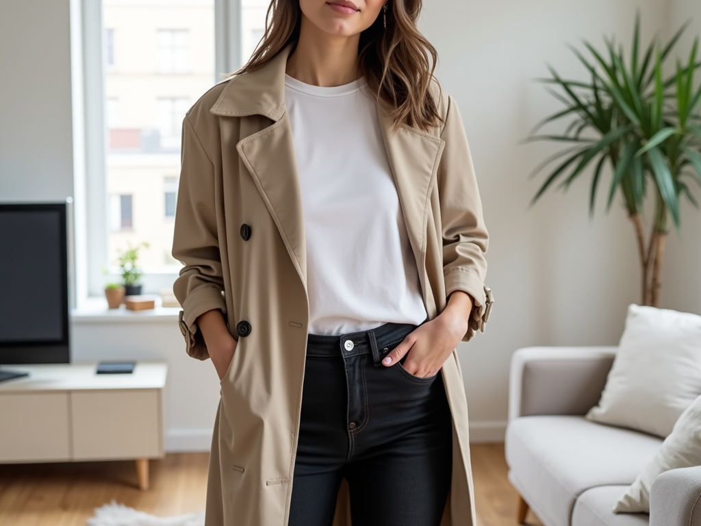 Person in einem einfachen, stilvollen Outfit