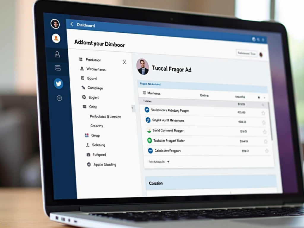 Laptop-Bildschirm mit Dashboard für Social Media Werbung